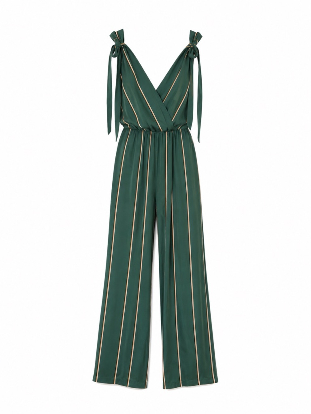 Anthropologie Elegant Green, Gold, and White Jumpsuit